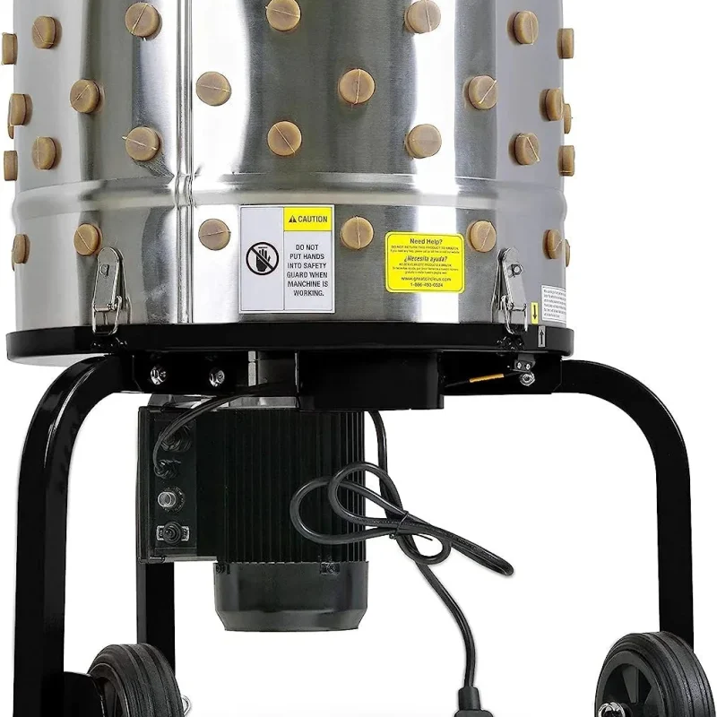 1 HP Electric Chicken Plucker, Stainless Steel, 120VAC, 800W, 280 RPM, 20-Inch Drum, 92 Soft Fingers