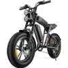 Retro-Style Adult Electric Bike, 1000W, 28 Mph, 94 Miles Range, 20in x 4.0in Fat Tires, Full Suspension - M20