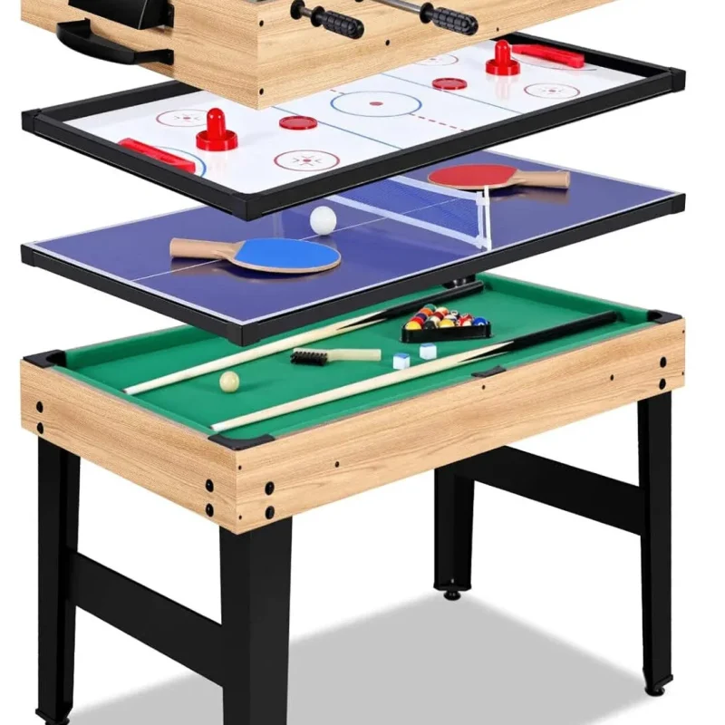 Rioloiuy 12-in-1 Combo Game Table, 48 x 24 x 26.5 inch, Wood-1