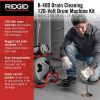 120V Drum Drain Cleaning Snake Auger With 3/8-In. X 75-Ft. Cable, 4-Piece Tool Set And Gloves