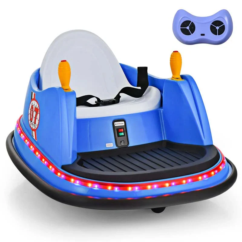 12V Toddler Battery Powered Bumper Car With Dual Joysticks And 360 Degree Spin