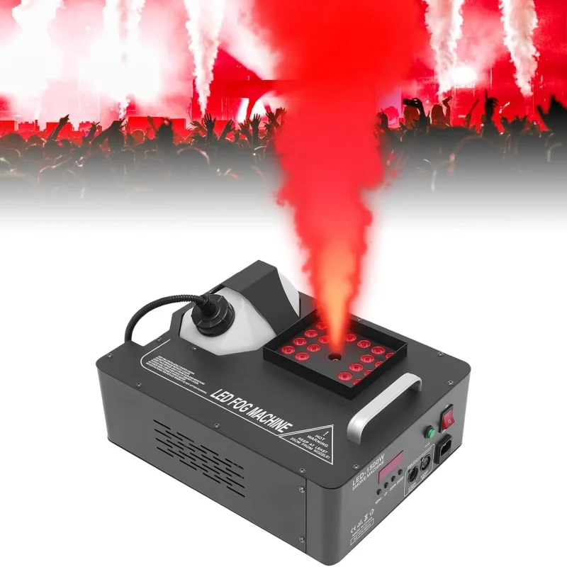 1500W Fog Machine Portable Fog Maker Machine with LED Lights and Remote Control for Wedding Halloween Party Stage Effect