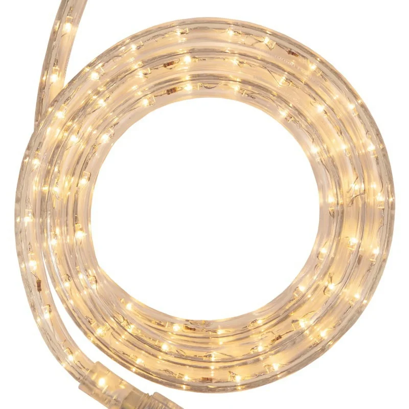 18 ft. LED Warm White Rope Light Kit, 216 Lights, Connectable Ready-to-Install Christmas Decorative Party Lighting, Moun