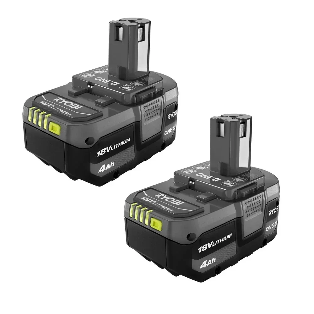 RYOBI 18V ONE+ 4AH Lithium Battery (2-Pack) - Integrated LED Fuel Gauge