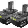 RYOBI 18V ONE+ 4AH Lithium Battery (2-Pack) - Integrated LED Fuel Gauge
