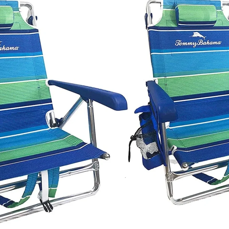 Tommy Bahama 2-Pack Backpack Beach Chairs With Storage Pouch And Towel Bar - 8 Positions, 250 Lbs
