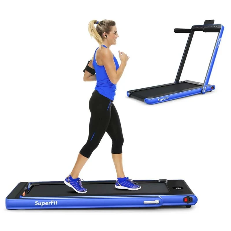 2 In 1 Folding Treadmill, 2.25 HP, 40 in x 16 in Running Area, Dual Display And App Control
