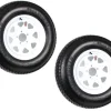 Trailer Tires On Rims ST205/75D15 Load Range C 5 Hole White Spoke - 2-Pack