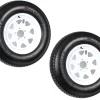 Trailer Tires On Rims ST205/75D15 Load Range C 5 Hole White Spoke - 2-Pack