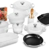 20-Piece Enameled Cast Iron Cookware Set With 10.25-Inch Skillet And 1.75-Quart Saucepan