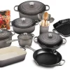 20-Piece Enameled Cast Iron Cookware Set With 10.25-Inch Skillet And 1.75-Quart Saucepan