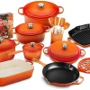 20-Piece Enameled Cast Iron Cookware Set With 10.25-Inch Skillet And 1.75-Quart Saucepan