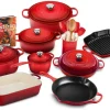 20-Piece Enameled Cast Iron Cookware Set With 10.25-Inch Skillet And 1.75-Quart Saucepan