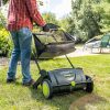 21-Inch Leaf And Grass Push Lawn Sweeper - Black