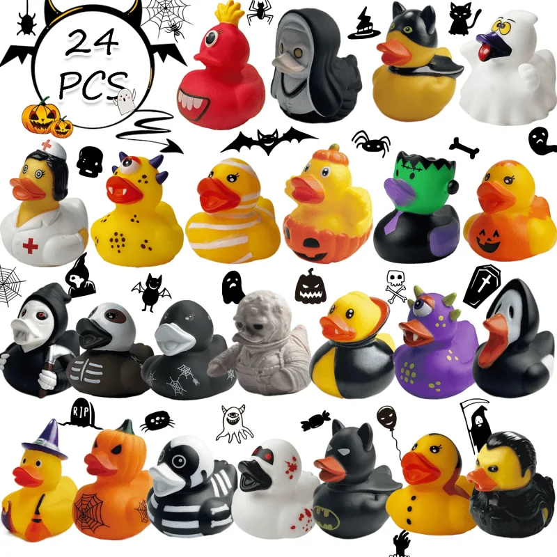 24 PCS Halloween Rubber Ducks Party Favors Toys for Jeeps Ducking Trick or Treat Supplies Goodie Bag Fillers, Halloween