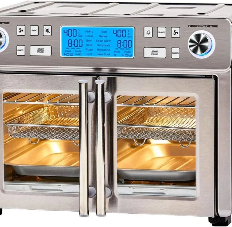 25-Qt. Extra-Large Dual-Zone Air Fryer Toaster Oven With French Doors