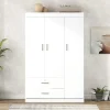 3-Door Wardrobe With Dual Drawers, Shelves And Hanging Rail - 41.3L x 18.5W x 68.2H