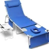 Yestomo 3-In-1 Outdoor Tanning Lounge Chair, 5-Position Recliner, 330lbs, Blue