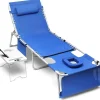 Yestomo 3-In-1 Outdoor Tanning Lounge Chair, 5-Position Recliner, 330lbs, Blue