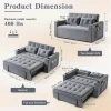 3-in-1 Pull-Out Sofa Bed With Charging Station, Cup Holder And Side Storage - 70in Grey