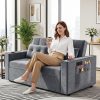 3-in-1 Pull-Out Sofa Bed With Charging Station, Cup Holder And Side Storage - 70in Grey