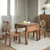 3-Piece Drop-Leaf Wood Dining Table Set With 2 X-Back Chairs - Brown
