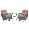 3-Piece Outdoor Swivel Rocker Conversation Set With Tempered Glass Coffee Table