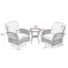 3-Piece Outdoor Swivel Rocker Conversation Set With Tempered Glass Coffee Table