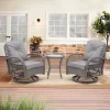 3-Piece Outdoor Swivel Rocker Conversation Set With Tempered Glass Coffee Table