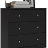 3-Piece Scandinavian Engineered Wood Bedroom Furniture Set With Black 6-Drawer Dresser, 3-Drawer Chest And Nightstand