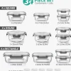 Glass Food Storage Containers With Lids Set, 34 Pieces, Grey