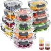Glass Food Storage Containers With Lids Set, 34 Pieces, Grey