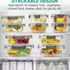 Glass Food Storage Containers With Lids Set, 34 Pieces, Grey