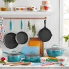 38-Piece Teal Cookware Set With Floral Design