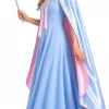 3PCS Fairy Godmother Halloween Costumes for Women, Blue Dress with Cape and Star Wand, Cosplay Outfit for Fairy Parties