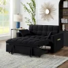 4-in-1 Velvet Pull-Out Sleeper Sofa Bed Loveseat With Reclining Backrest And 2 Side Pockets