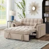 4-in-1 Velvet Pull-Out Sleeper Sofa Bed Loveseat With Reclining Backrest And 2 Side Pockets