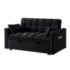 4-in-1 Velvet Pull-Out Sleeper Sofa Bed Loveseat With Reclining Backrest And 2 Side Pockets