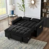 4-in-1 Velvet Pull-Out Sleeper Sofa Bed Loveseat With Reclining Backrest And 2 Side Pockets