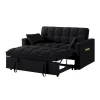 4-in-1 Velvet Pull-Out Sleeper Sofa Bed Loveseat With Reclining Backrest And 2 Side Pockets