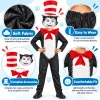 4-Piece Cat Halloween Cosplay Costume for Kids, Scary Cat Jumpsuit Set with Mask, Striped Hat & Bow Tie for Boys & Girls