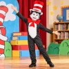 4-Piece Cat Halloween Cosplay Costume for Kids, Scary Cat Jumpsuit Set with Mask, Striped Hat & Bow Tie for Boys & Girls