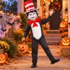 4-Piece Cat Halloween Cosplay Costume for Kids, Scary Cat Jumpsuit Set with Mask, Striped Hat & Bow Tie for Boys & Girls