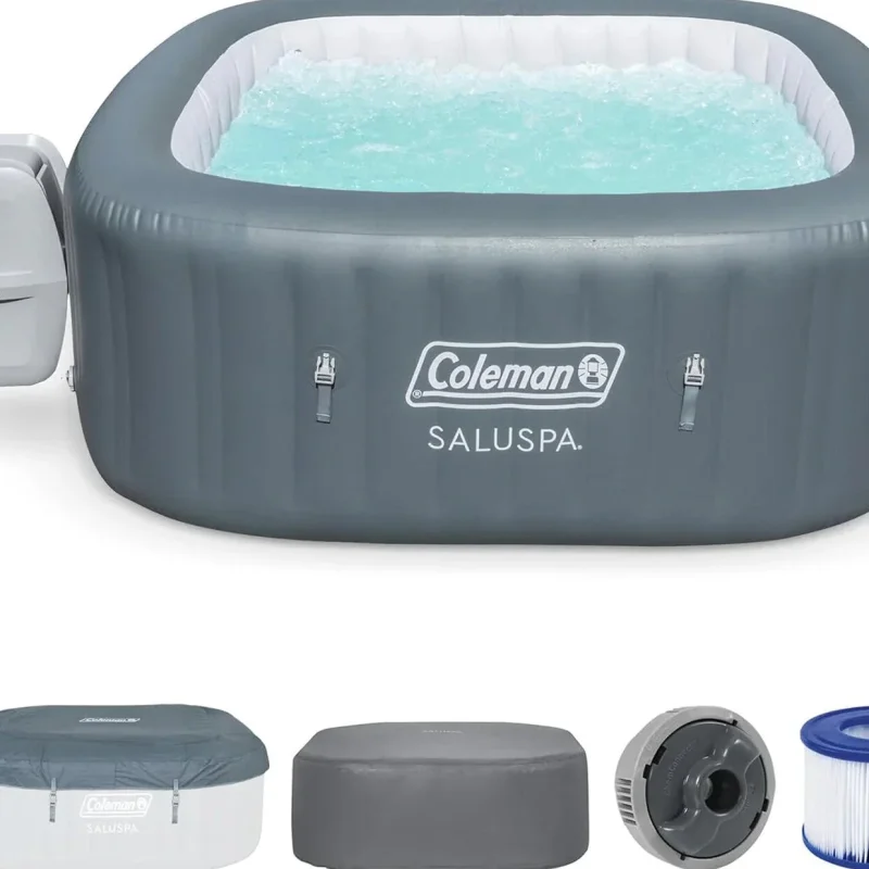 Coleman 4 To 6 Person Square Inflatable Hot Tub With 114 AirJets, Gray - 15442