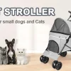 4-Wheel Foldable Cat And Dog Stroller With Storage Basket And 360 Degree Front Wheels - Gray