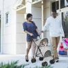 4-Wheel Foldable Cat And Dog Stroller With Storage Basket And 360 Degree Front Wheels - Gray