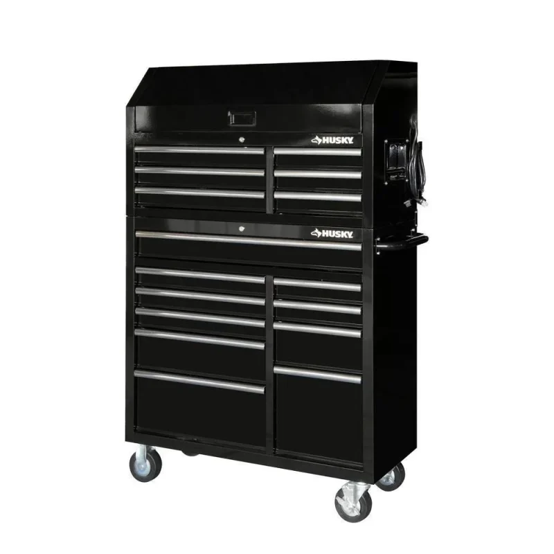 41-Inch 16-Drawer Rolling Tool Chest And Cabinet Combo, Gloss Black