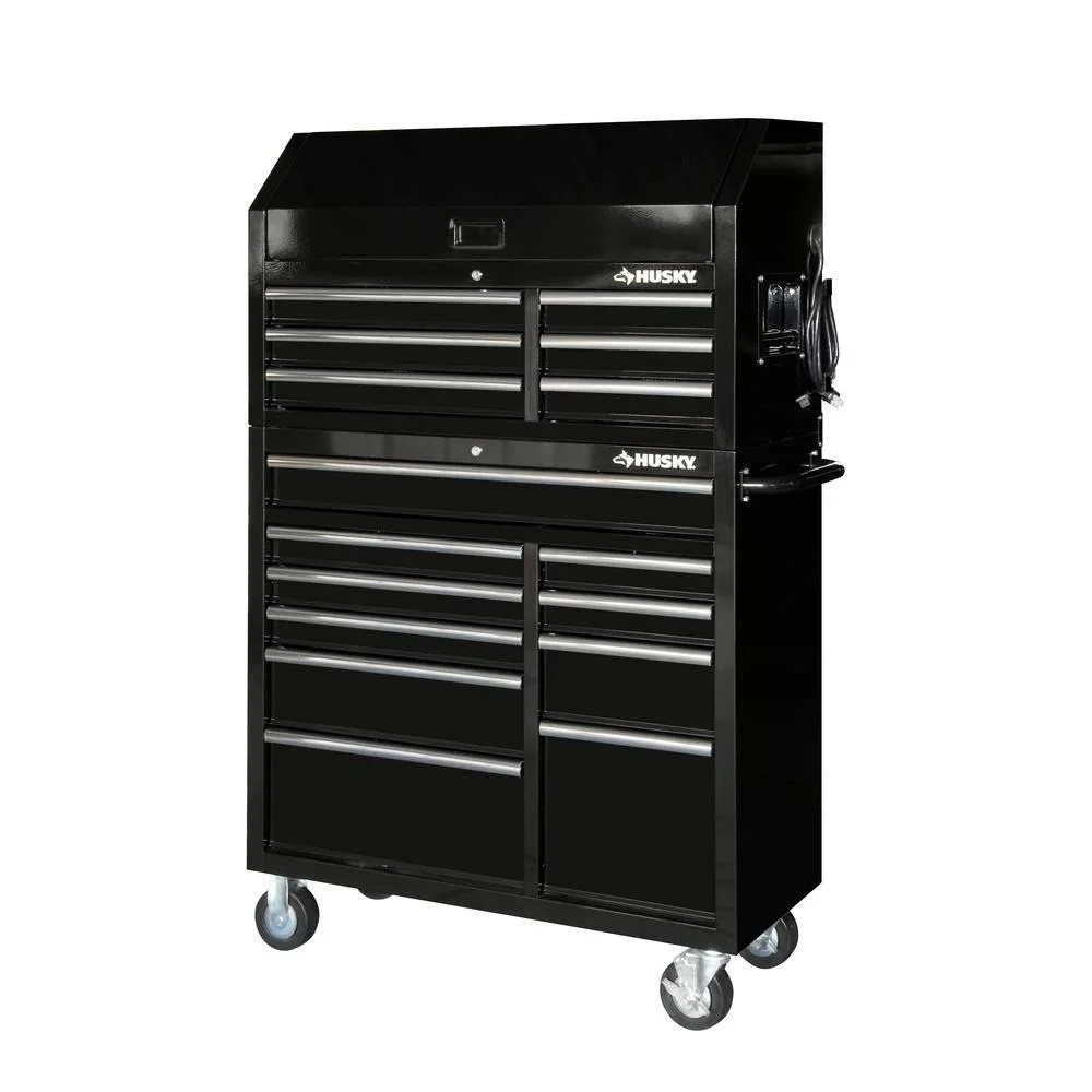 41-Inch 16-Drawer Rolling Tool Chest And Cabinet Combo, Gloss Black