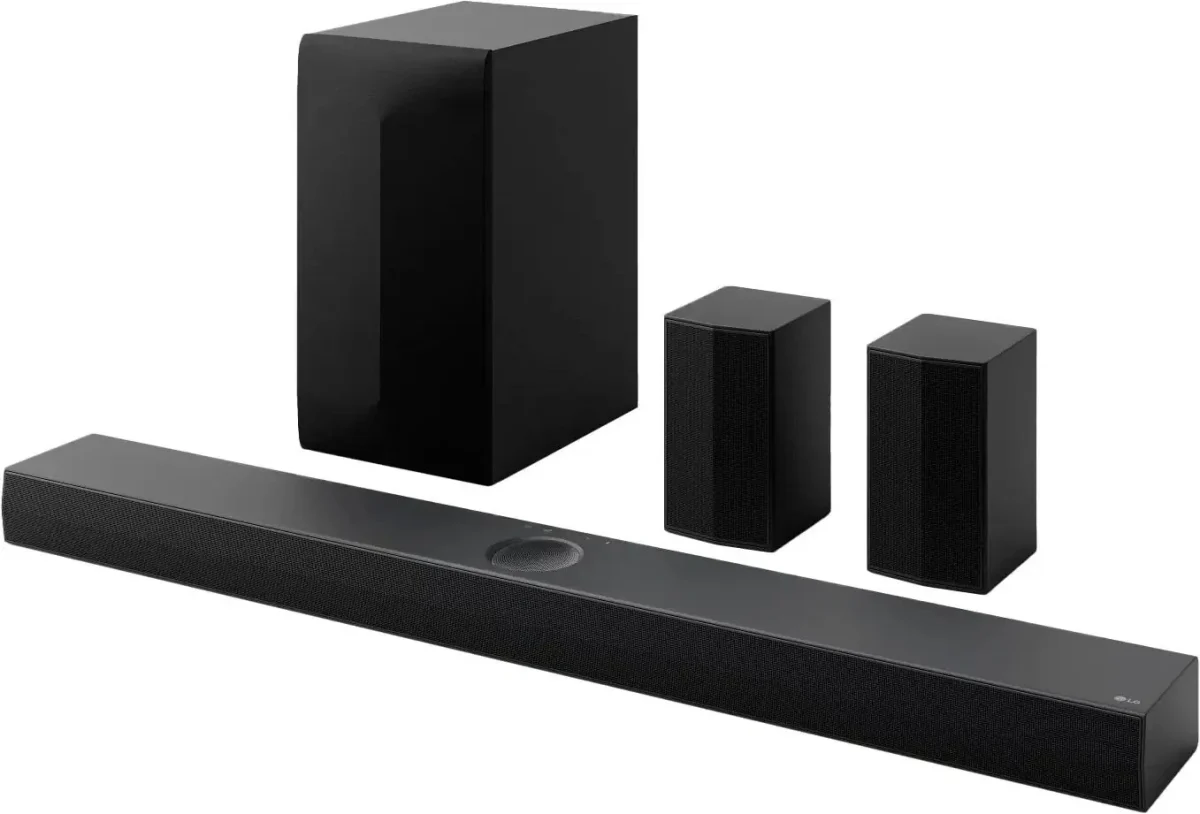 5.1.1-Channel Home Theater Soundbar With Wireless Subwoofer And Rear Speakers - Dolby Atmos, Black
