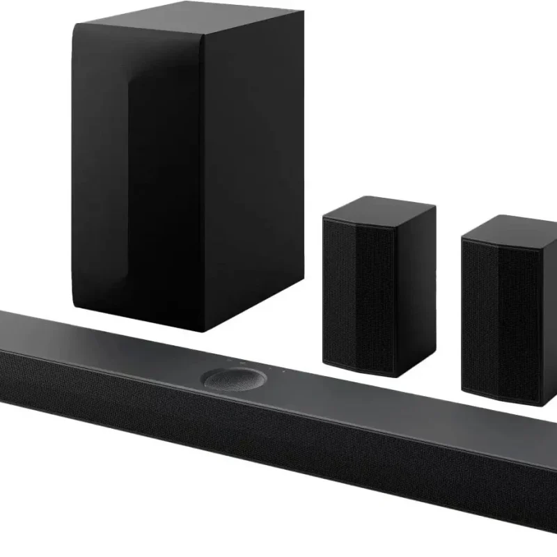 5.1.1-Channel Home Theater Soundbar With Wireless Subwoofer And Rear Speakers - Dolby Atmos, Black